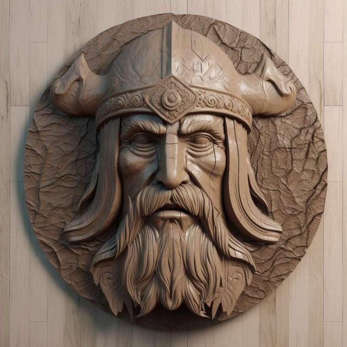 Characters - Viking Head 2, HERO_2486. 3D stl model for CNC